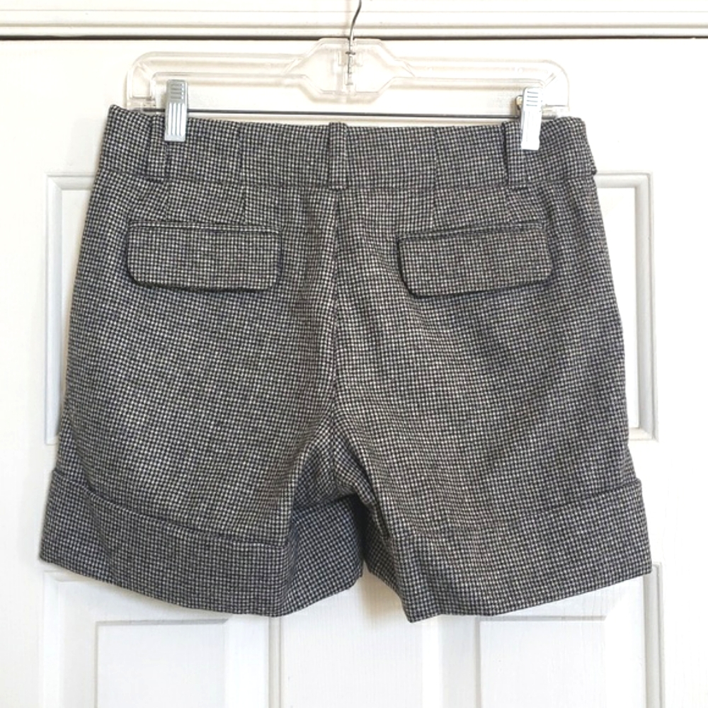 💐 Banana Republic Martin Fit Houndstooth Wool Blend Trouser Shorts Gray Black 2 - Picture 4 of 9